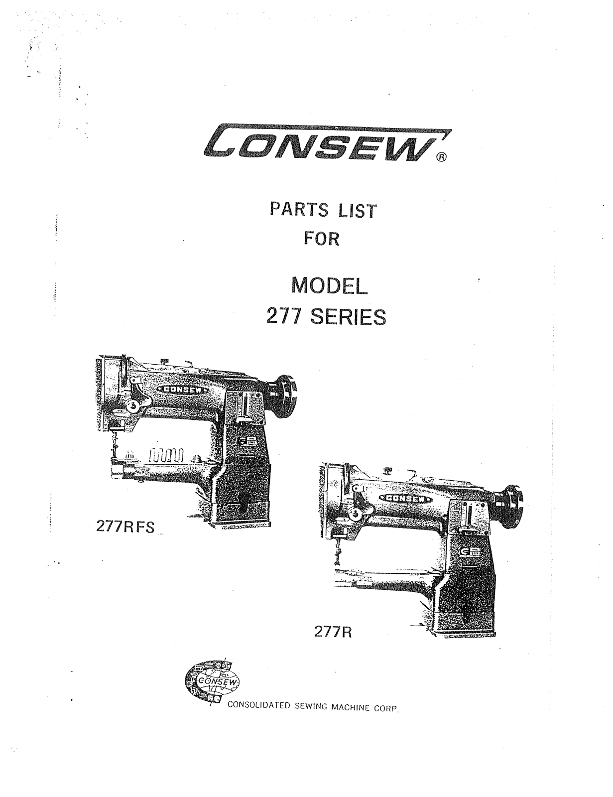 Consew 277RFS Parts Guide