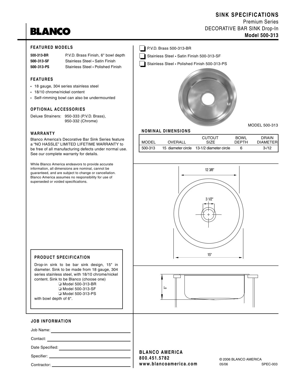 Blanco 500-313 User Manual