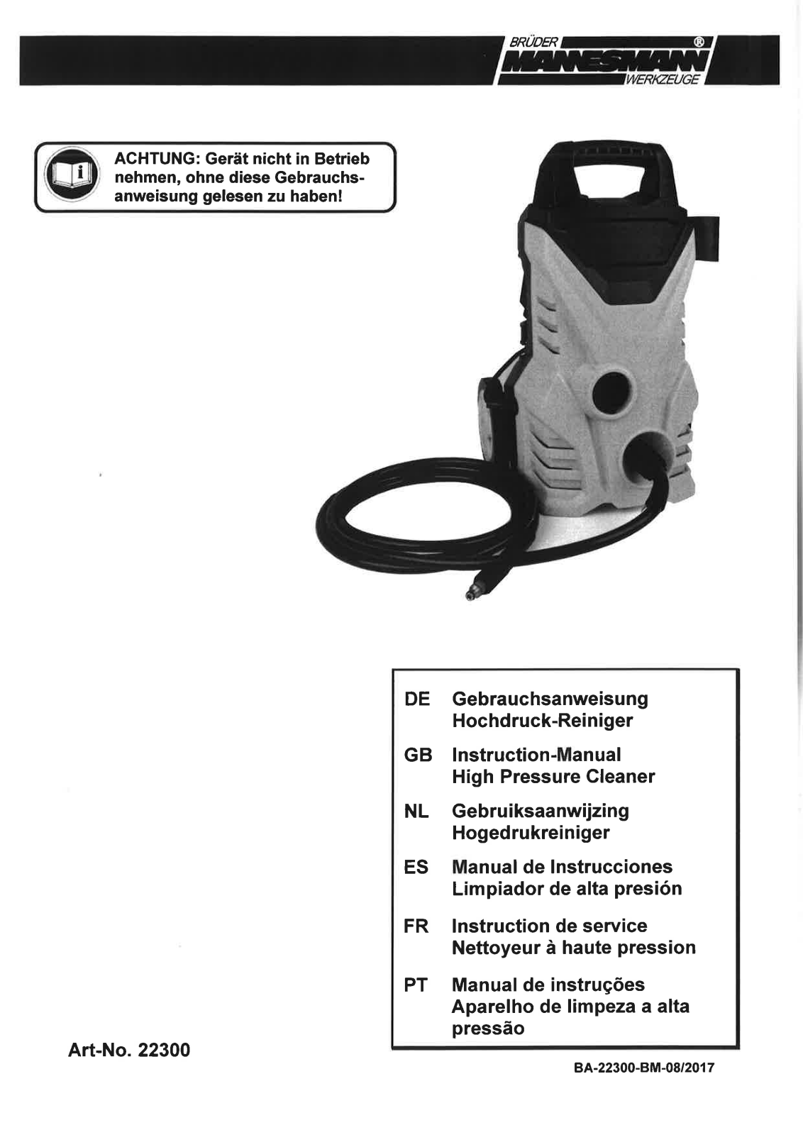 Brüder Mannesmann 22300 Instruction Manual - ManualMachine.com