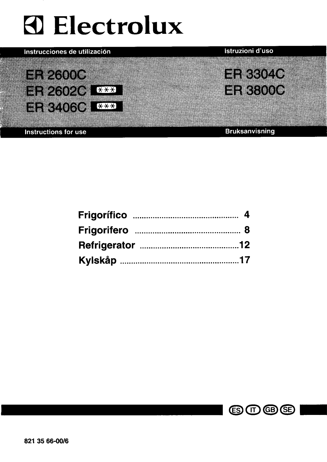 AEG-Electrolux ER3304C, ER3406C, ER2602C, ER3800C User Manual