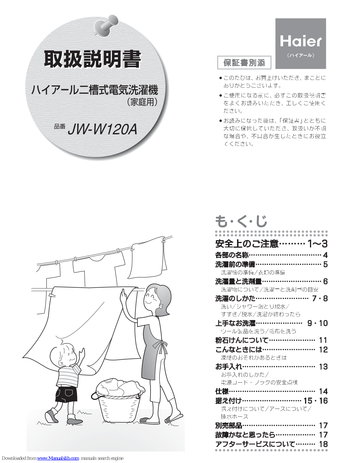 Haier JW-W120A User Manual