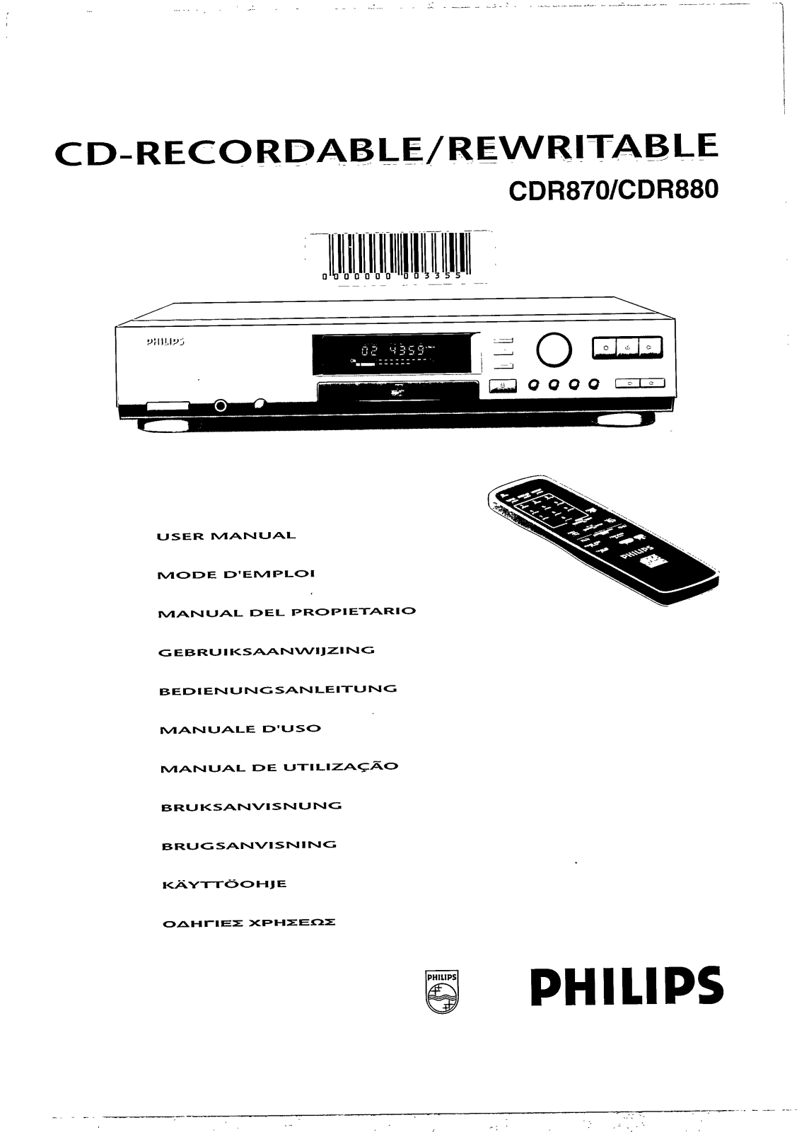 Philips CDR880, CDR870 User Manual