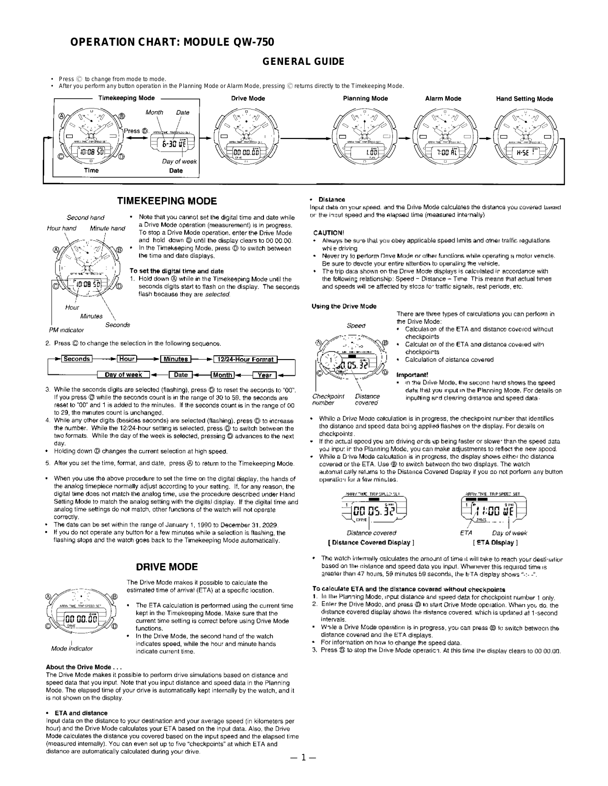 Casio QW-750 User Manual