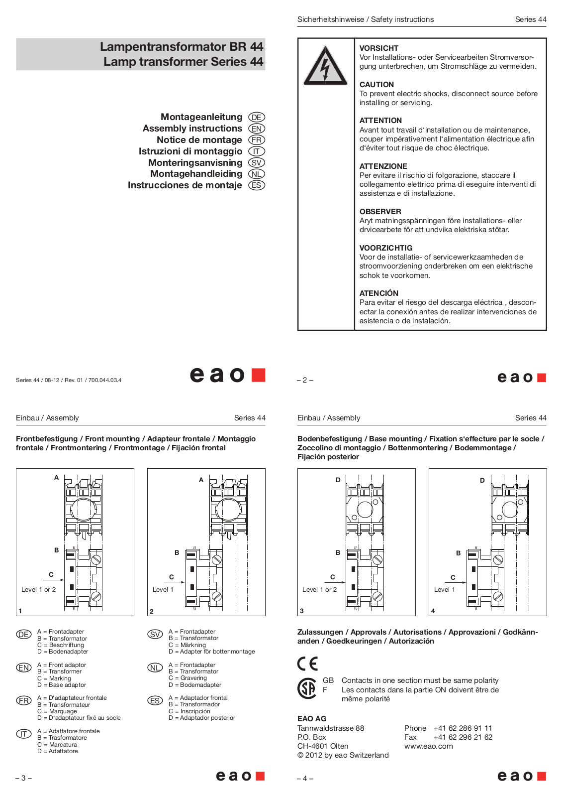 EAO Lamp transformer User Manual