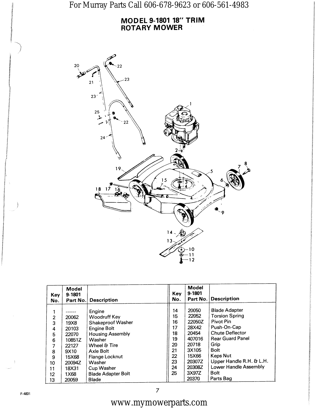 Murray 79-1801 Parts List