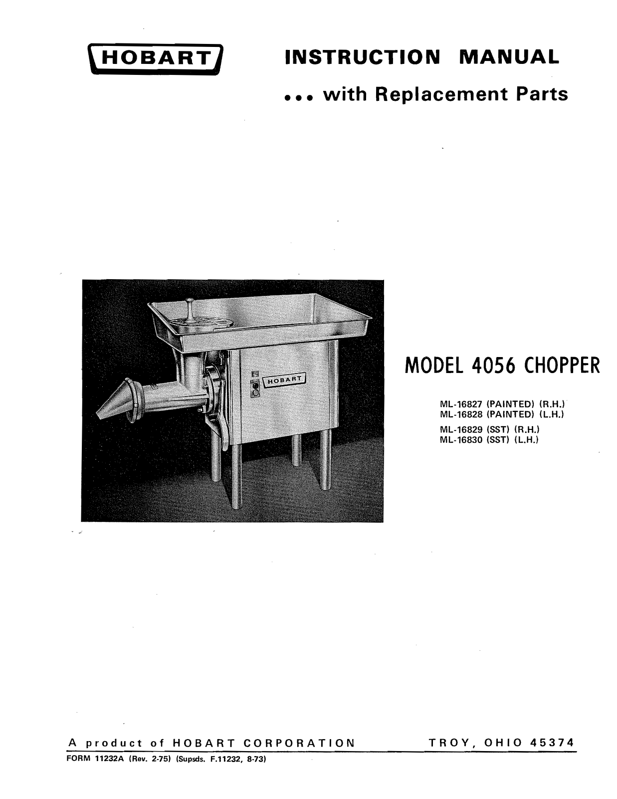 Hobart 4056 Installation Manual