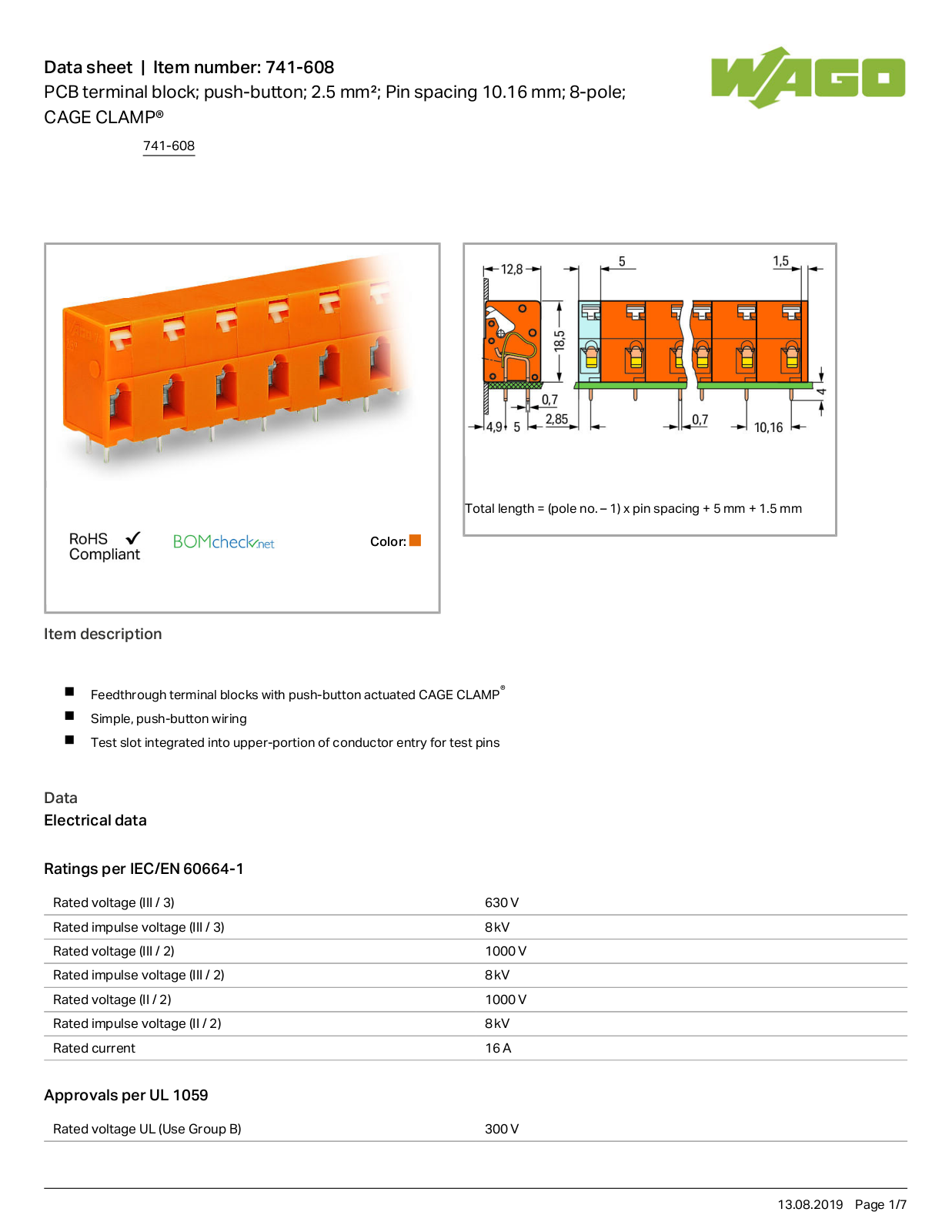 Wago 741-608 Data Sheet