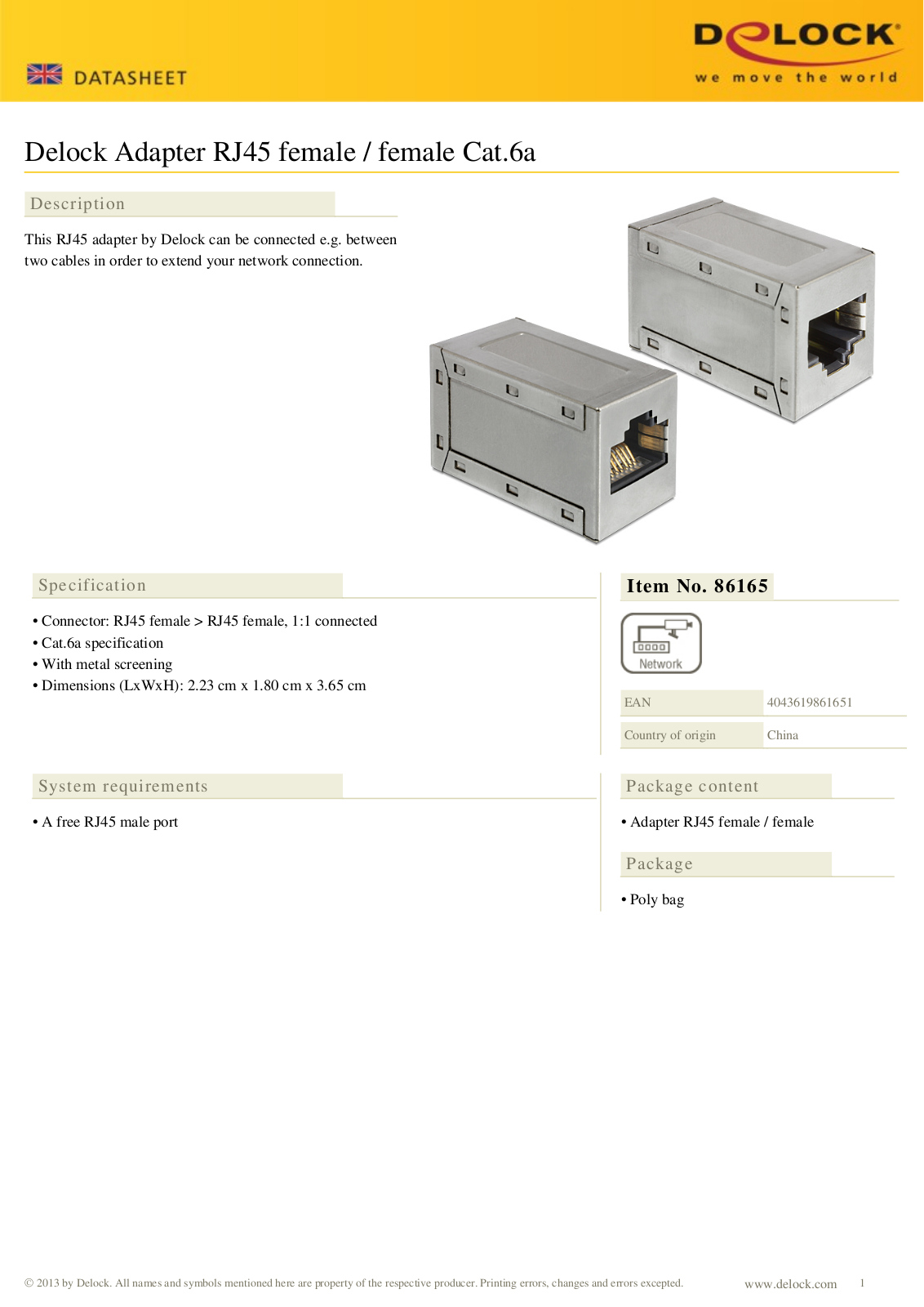 DeLOCK 86165 User Manual