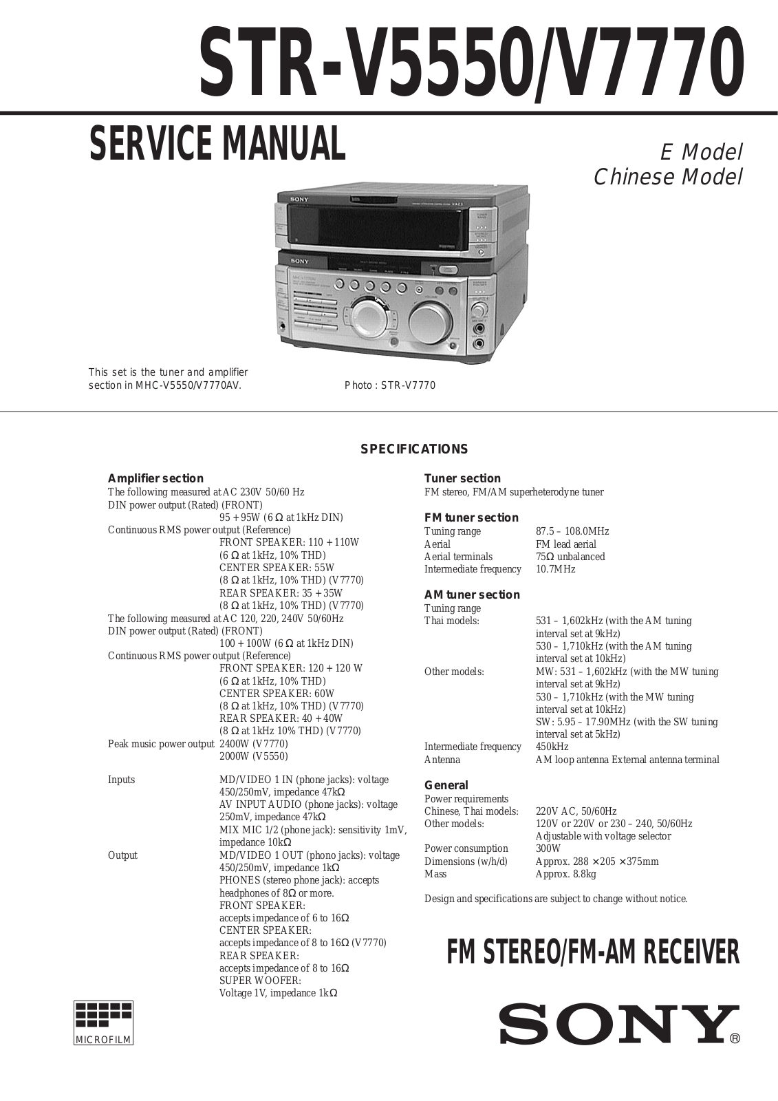 Sony STR-V5550, STR-V7770 Service Manual