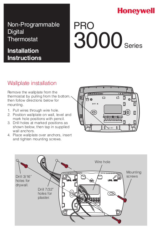 Honeywell Pro 3000 Owners Manual 3445