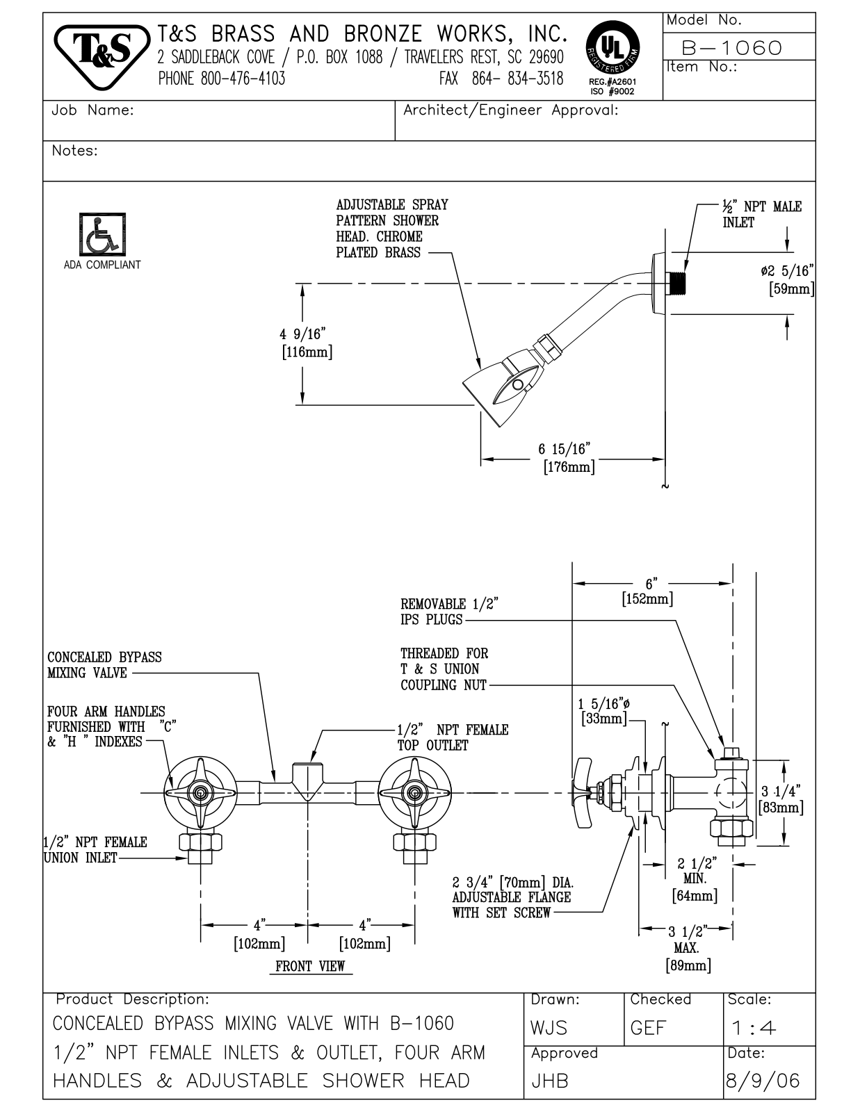 T & S Brass & Bronze Works B-1060 General Manual