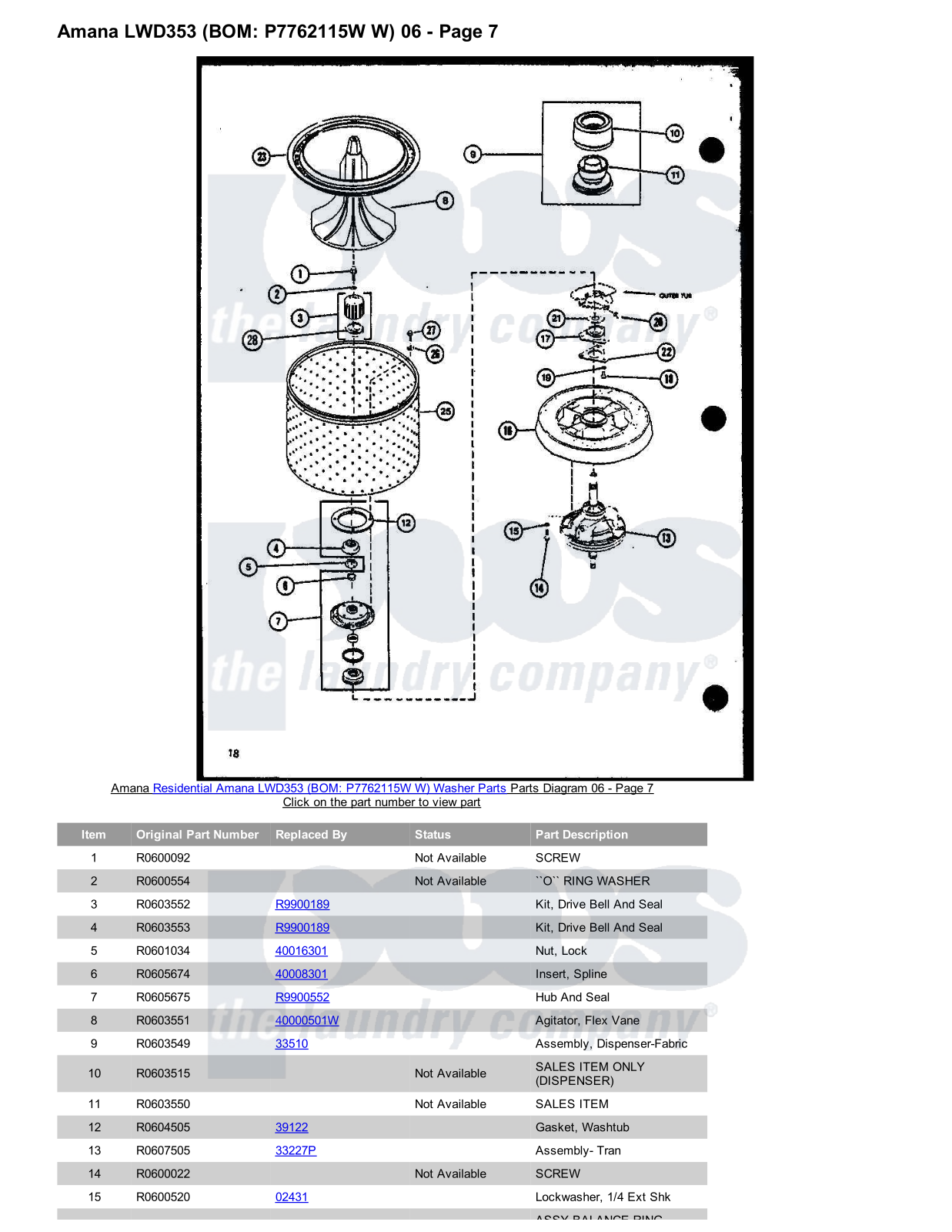 Amana LWD353 Parts Diagram