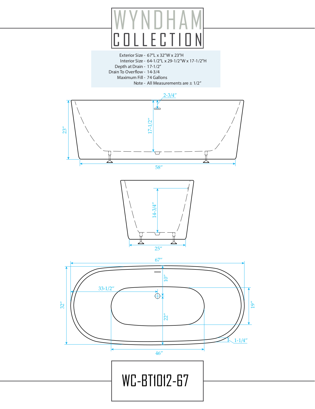 Wyndham Collection WCOBT101267, WCOBT101271BNTRIM, WCOBT101271, WCOBT101267ATP11PC, WCOBT101267BNTRIM Specifications