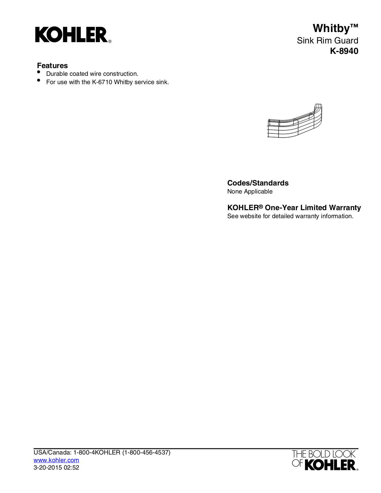 Kohler KOH4964 Specifications - ManualMachine.com