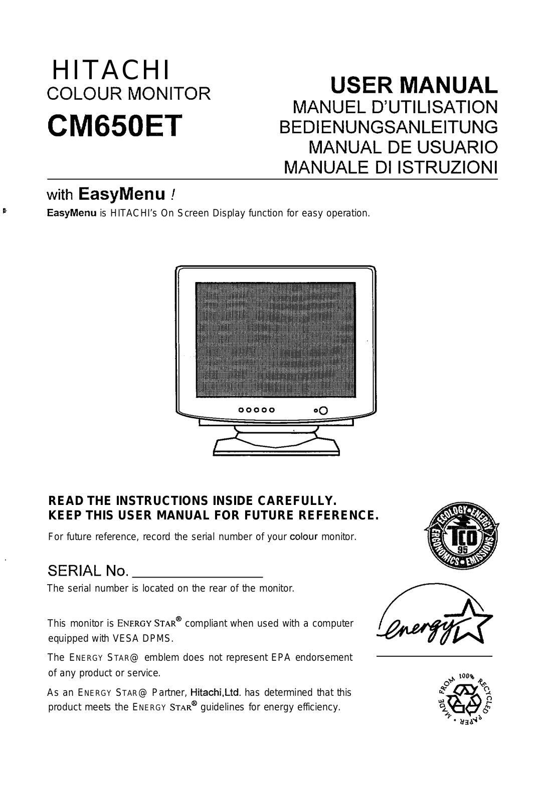 Hitachi CM650ET User Manual