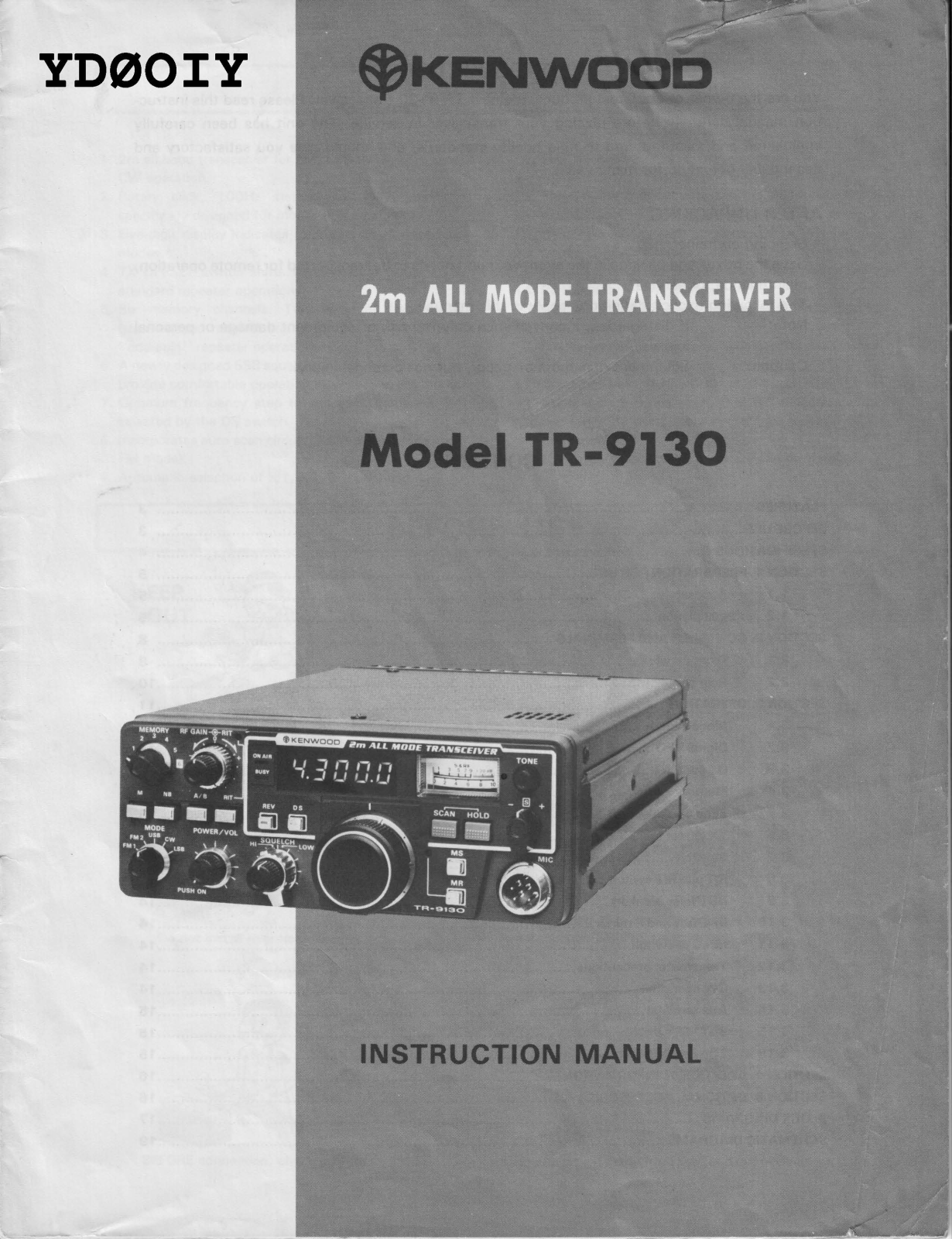 Kenwood TR-9130 Owners manual