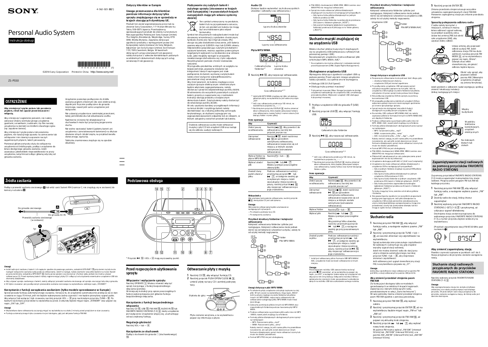 Sony ZS-PS50 User guide