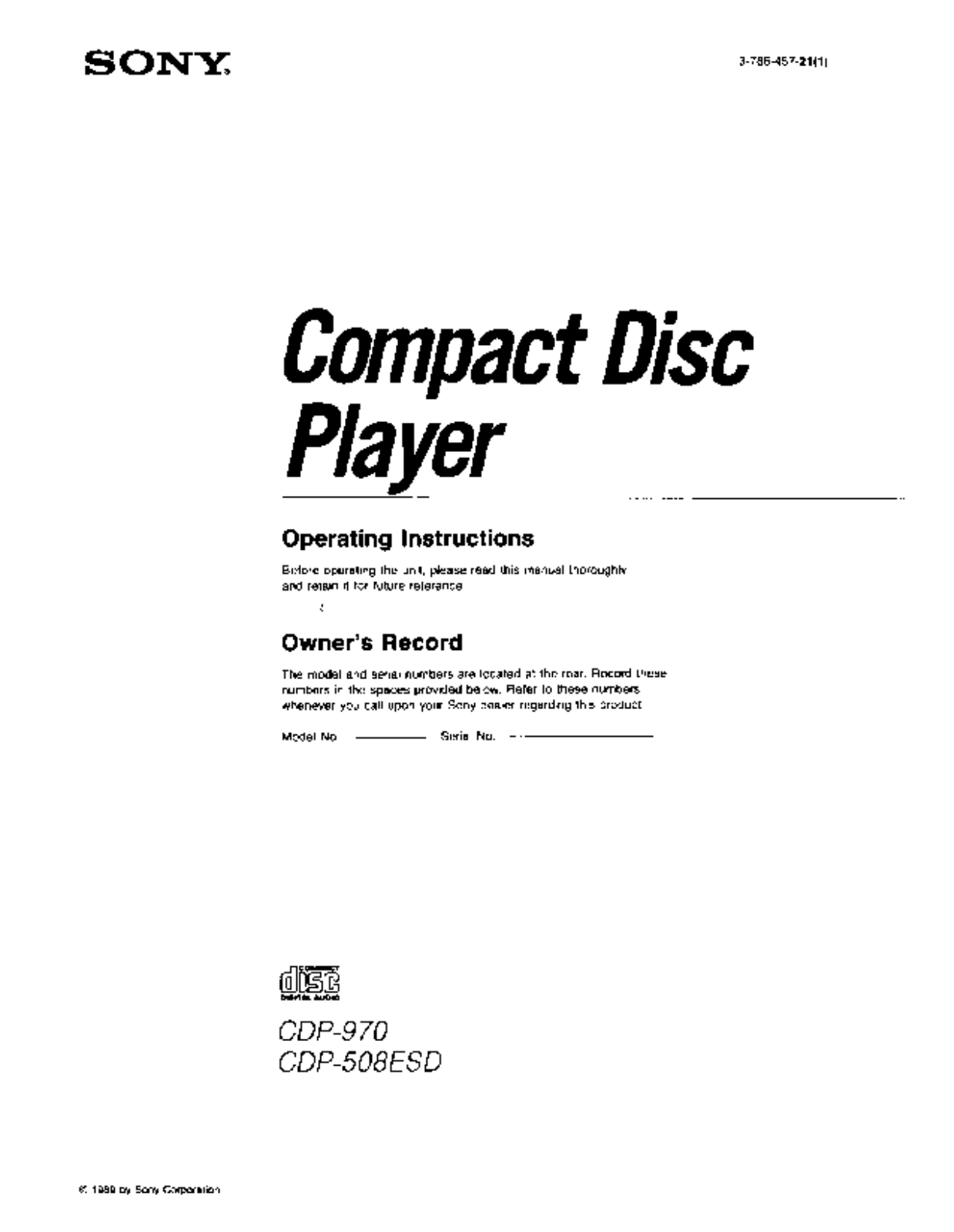 Sony CDP-970 User Manual
