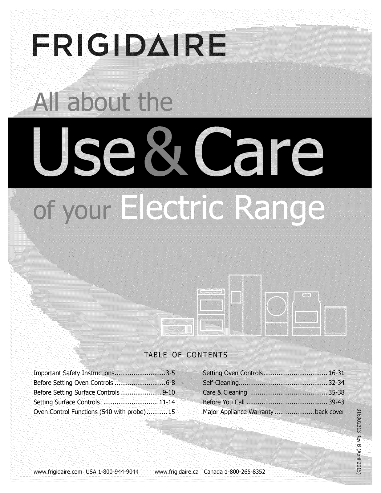 Frigidaire CGEF3055MWC, CGEF3058RWA, CGEF3058RWE, CGEF3058RWD, CGEF3058RWC Owner’s Manual