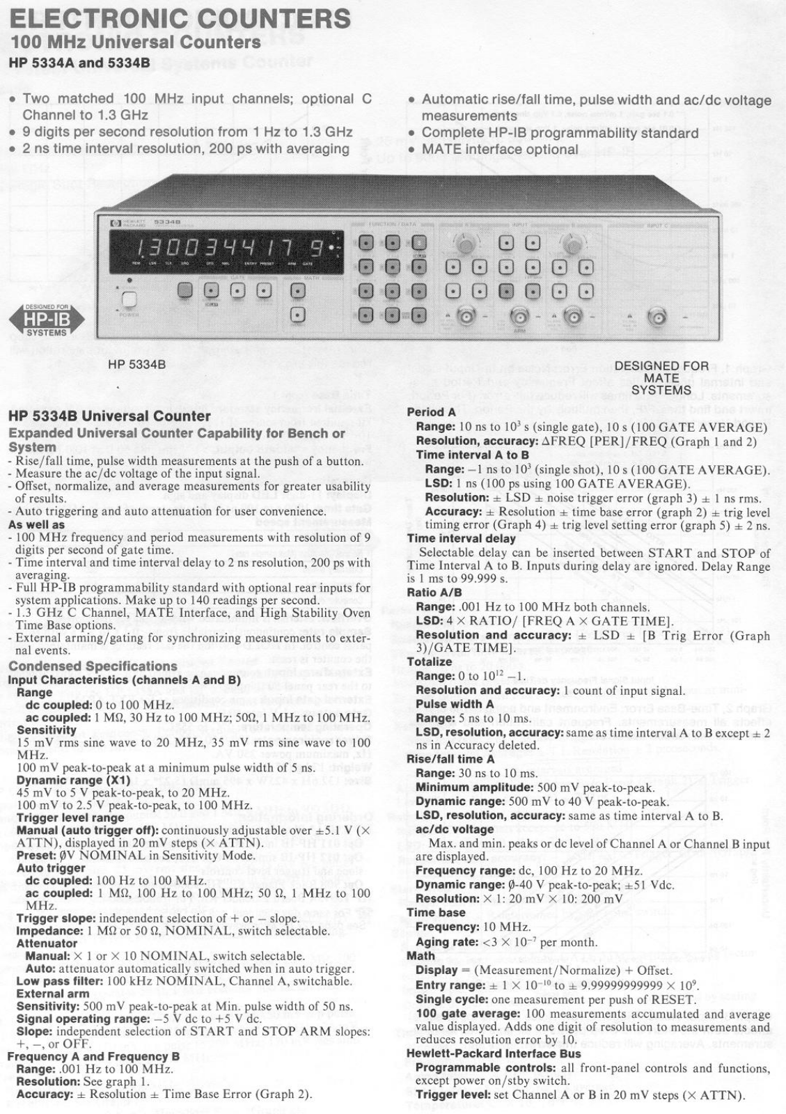 HP 5334B, 5334A Datasheet