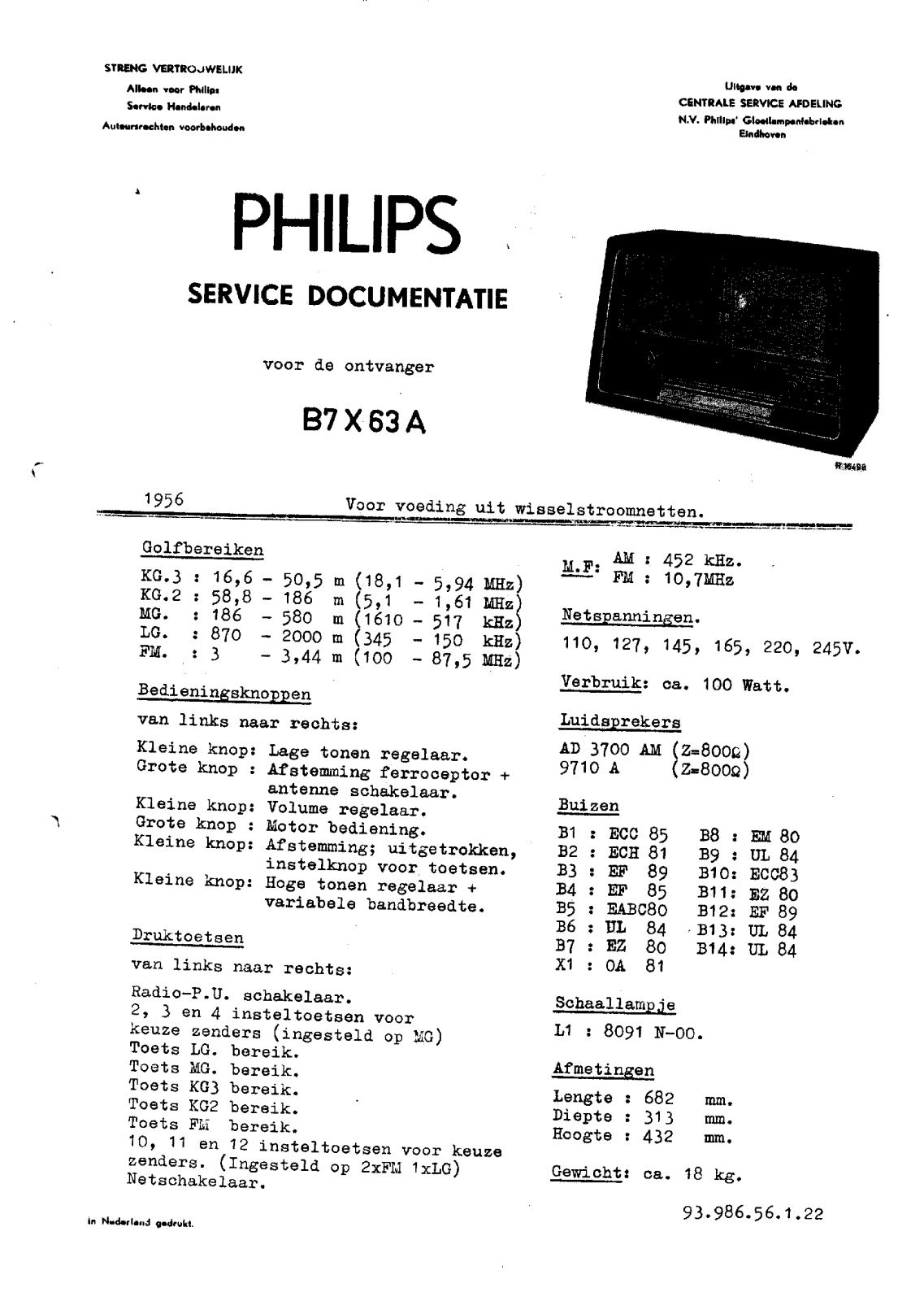 Philips B-7-X-63-A Service Manual