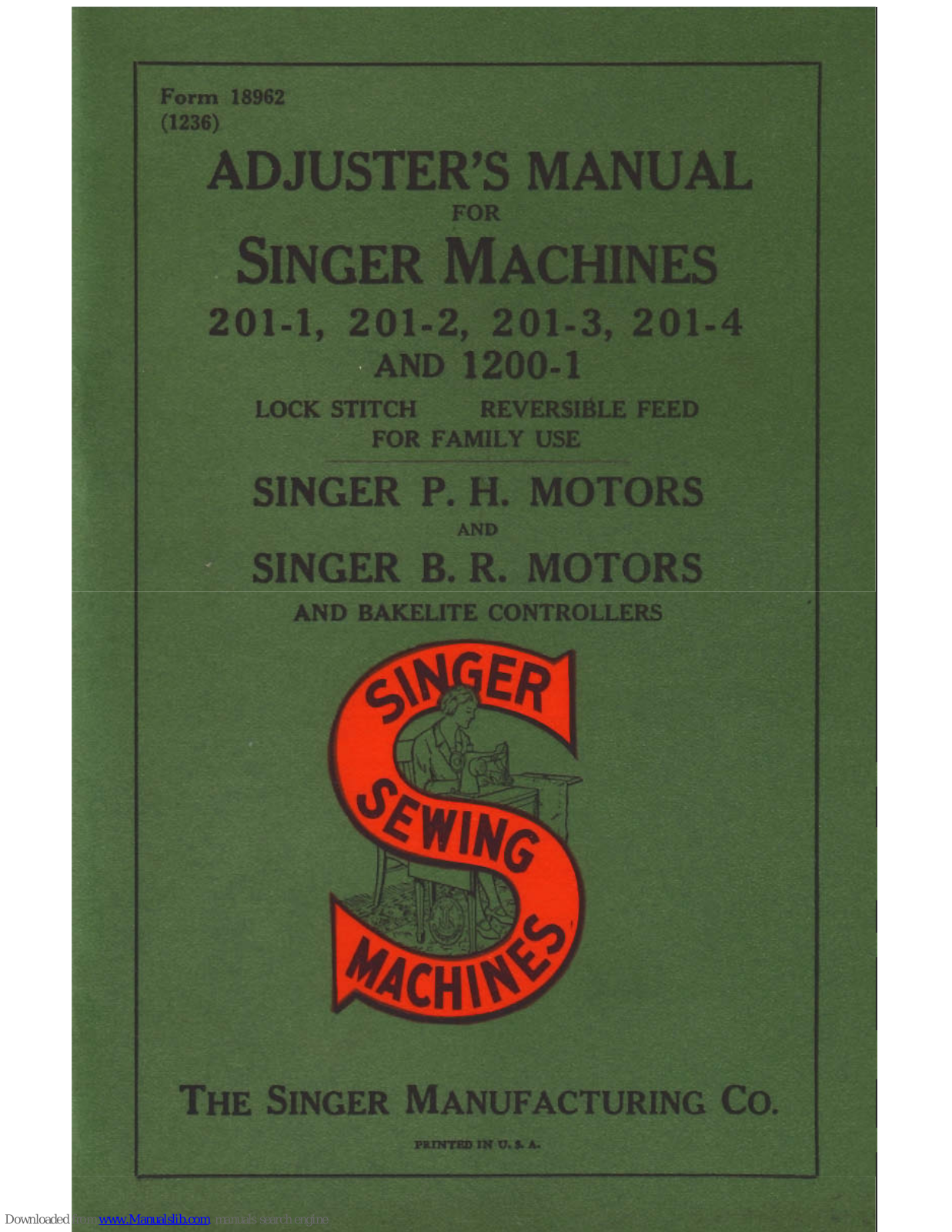 Singer 201-1, 201-2, 201-4, 1200-1, 201-3 Adjusters Manual - ManualMachine.com
