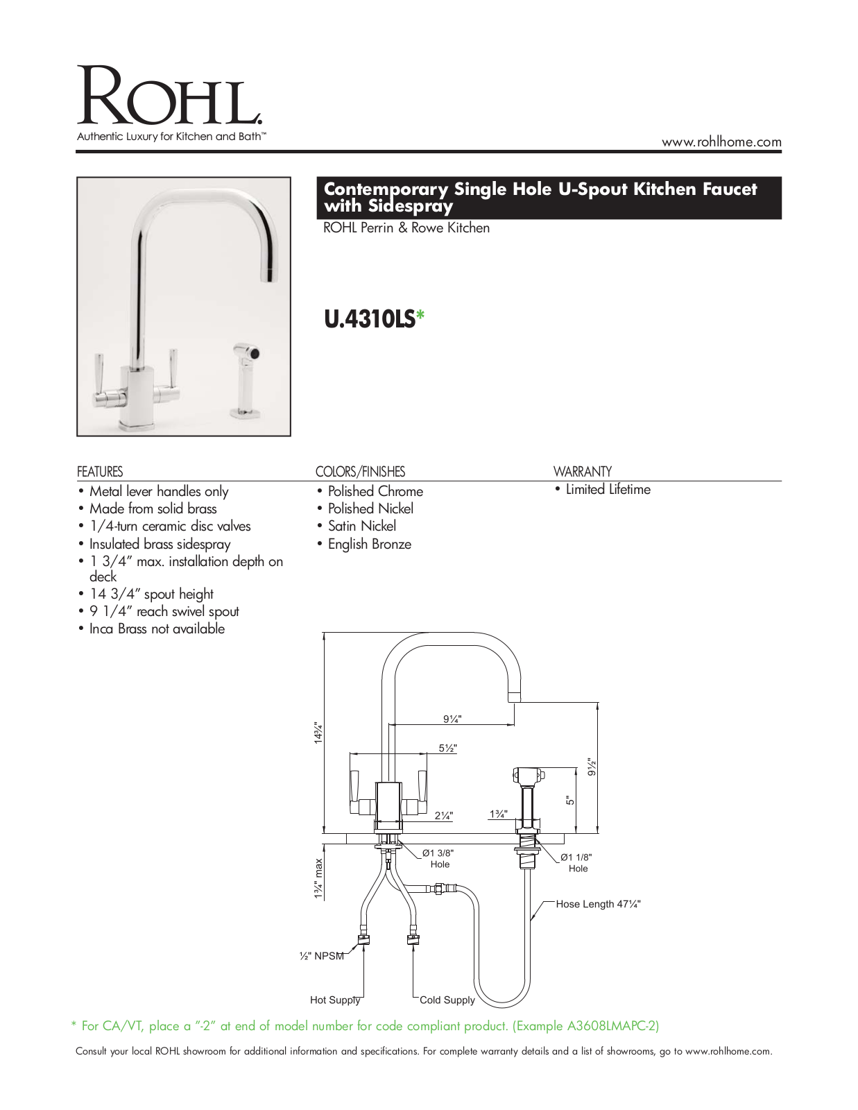 Perrin & Rowe PRWE1019 Specifications - ManualMachine.com