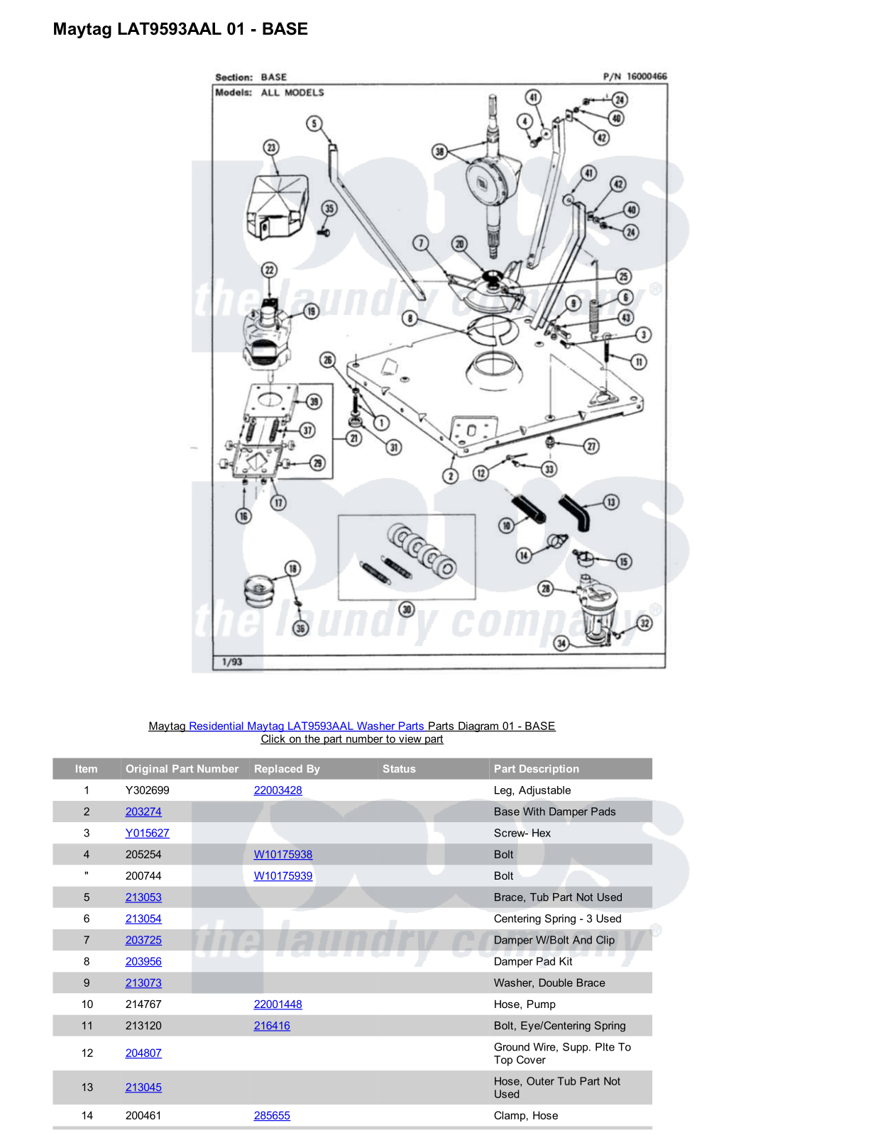 Maytag LAT9593AAL Parts Diagram