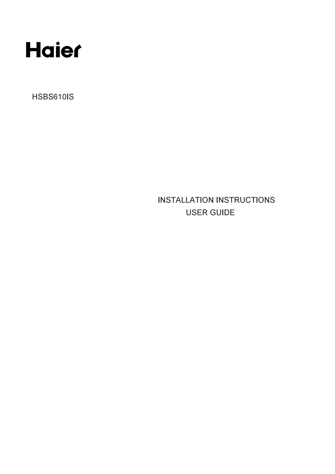 Haier HSBS610IS User Manual