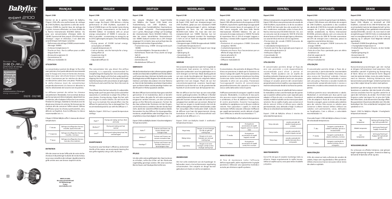 Babyliss D 321 E User Manual