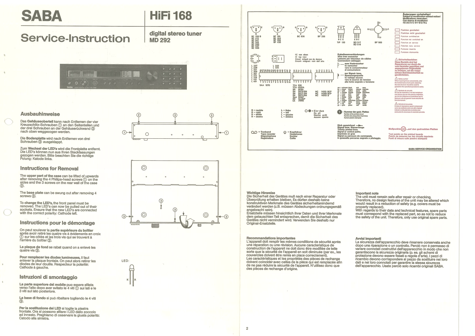 Saba MD-292 Service Manual