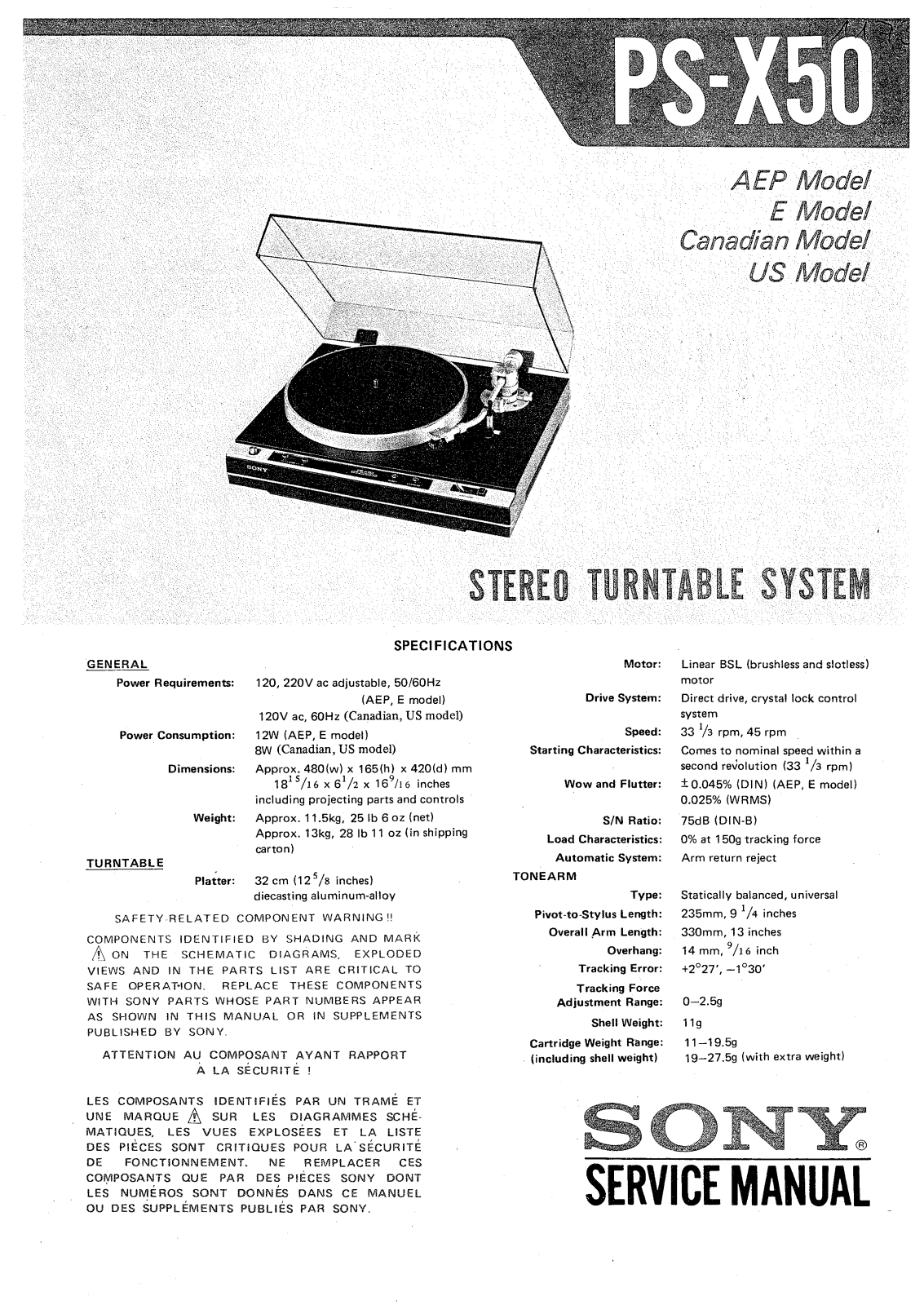 Sony PSX-50 Service manual