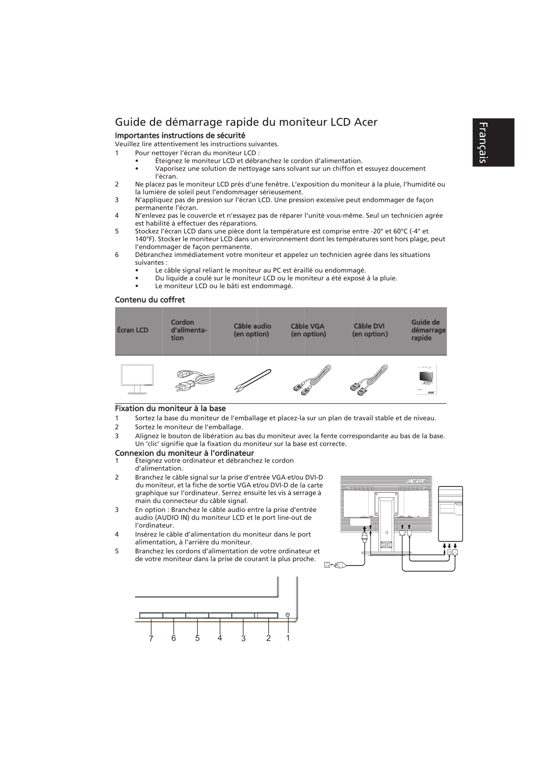 Acer B196WL quick installation guide