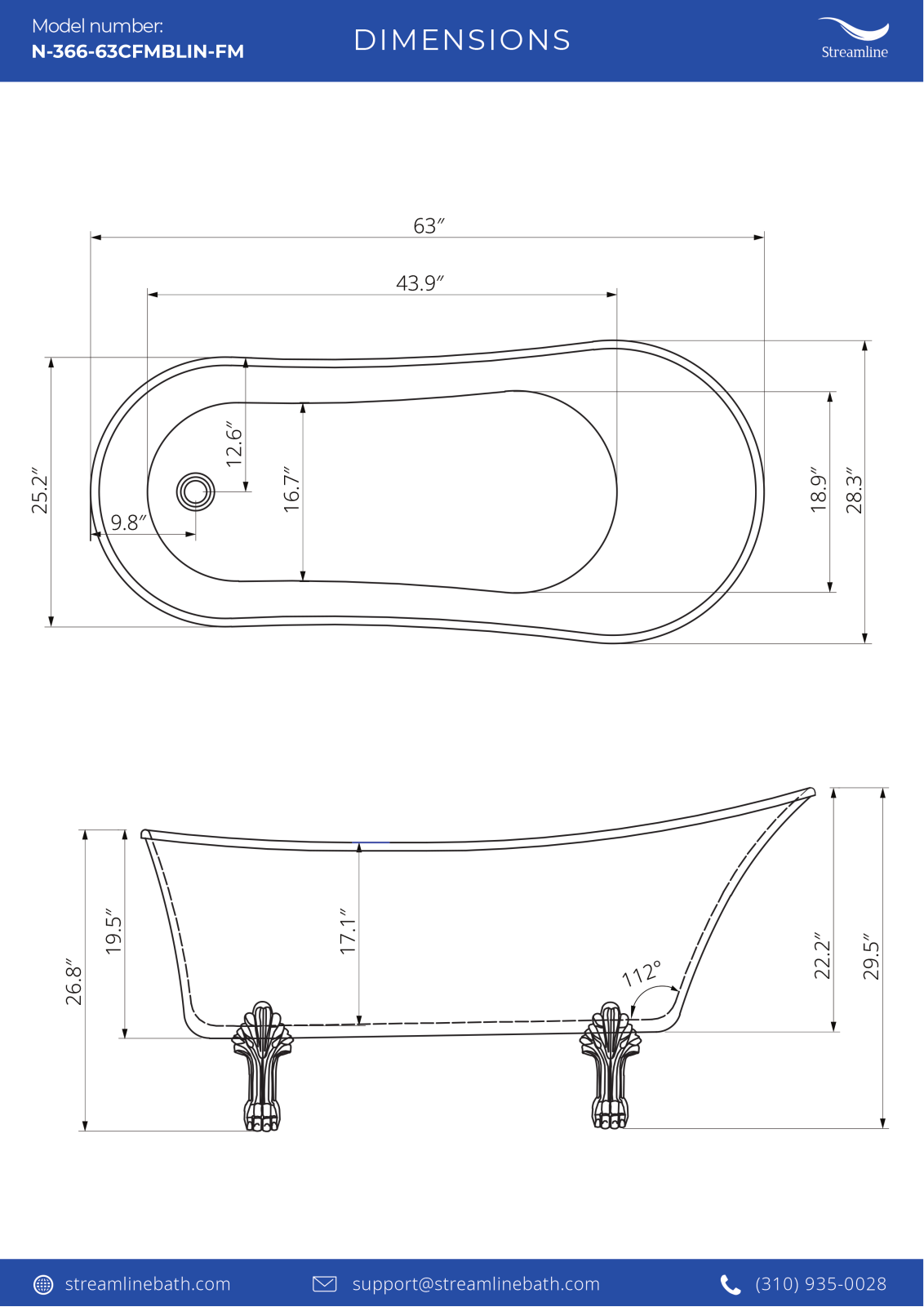 Streamline Bath SLBH6352 Dimensions - ManualMachine.com