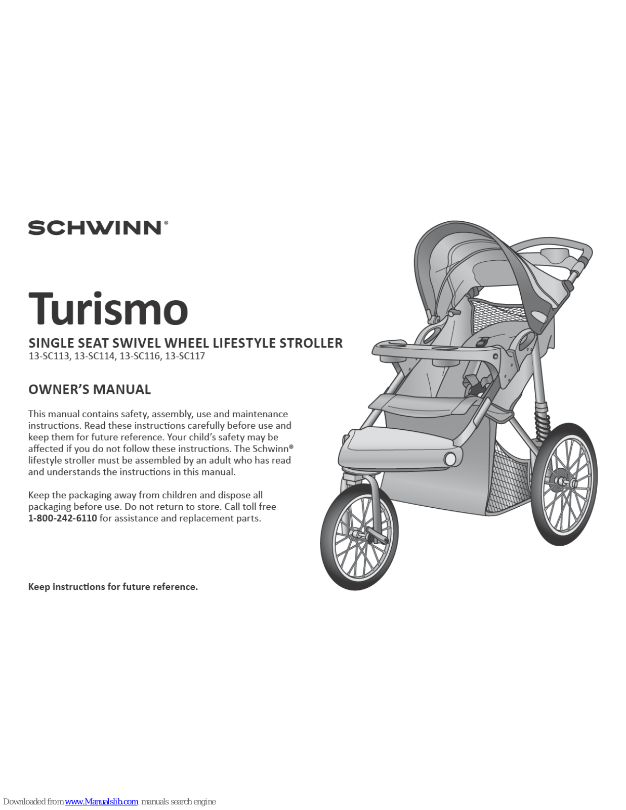 Schwinn Turismo,13-SC113,13-SC114,13-SC116,13-SC117 Owner's Manual