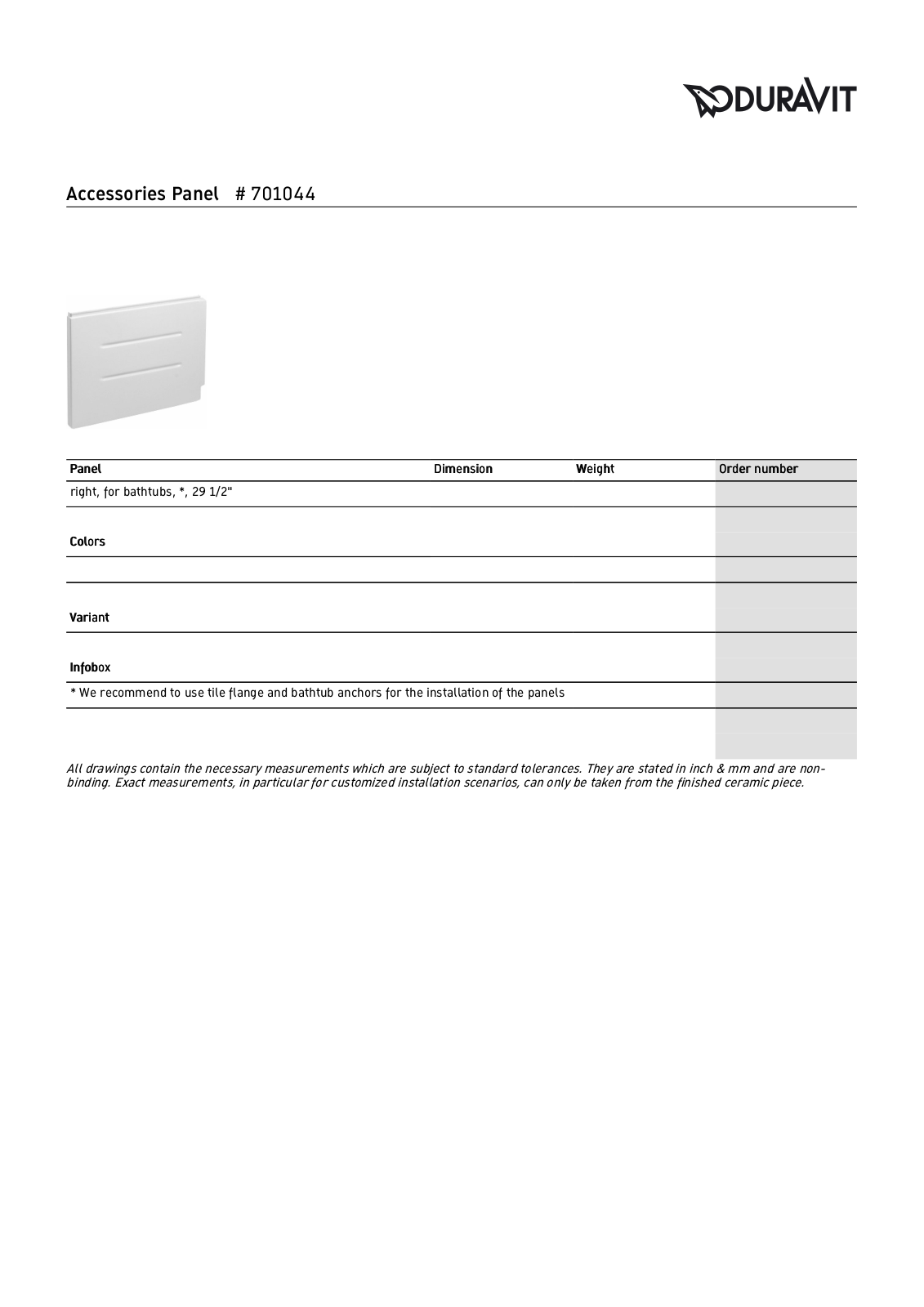 Duravit DRV1996 Specifications - ManualMachine.com