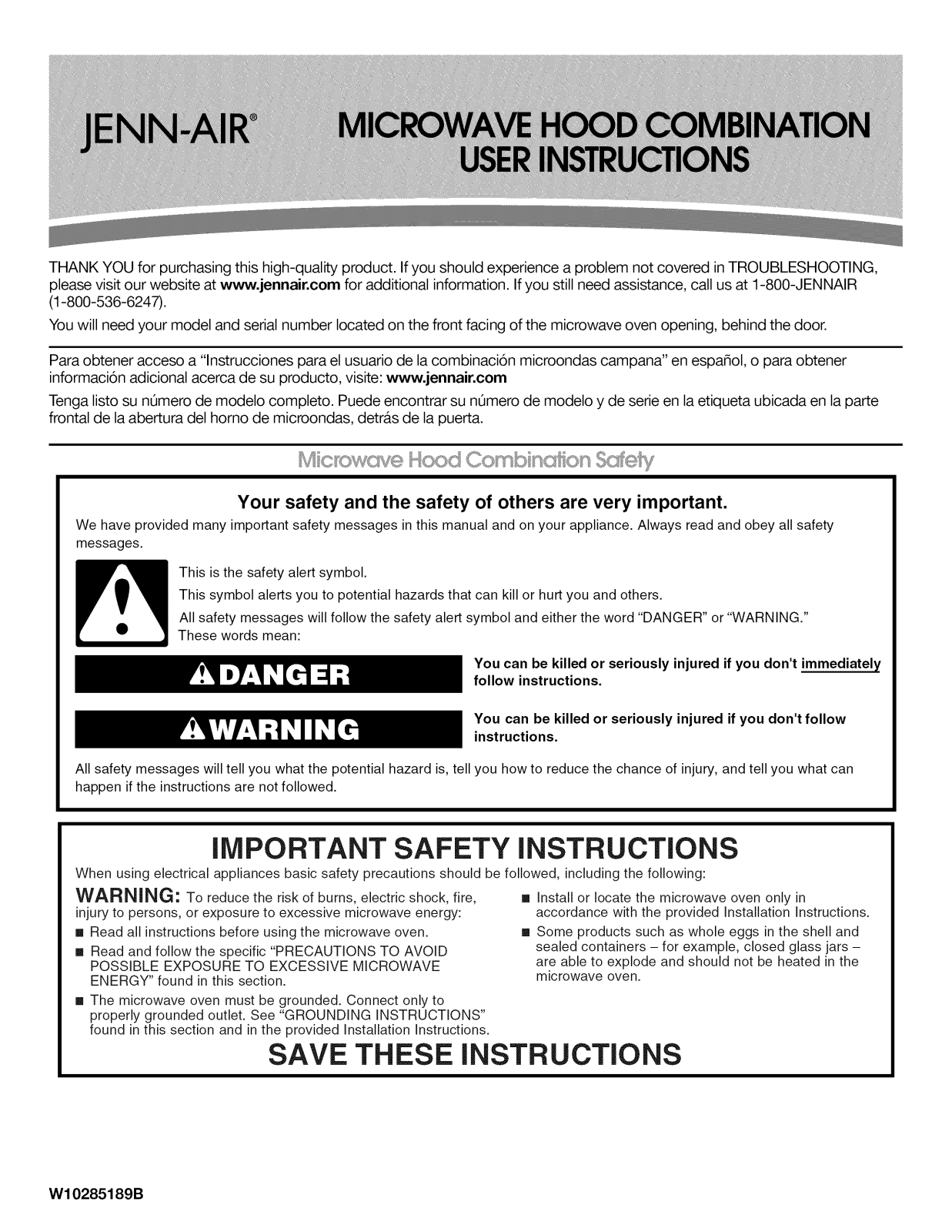 Jenn-Air JMV9186WW1, JMV9186WR1, JMV9186WP1, JMV9186WB1, JMV9186WS1 Owner’s Manual