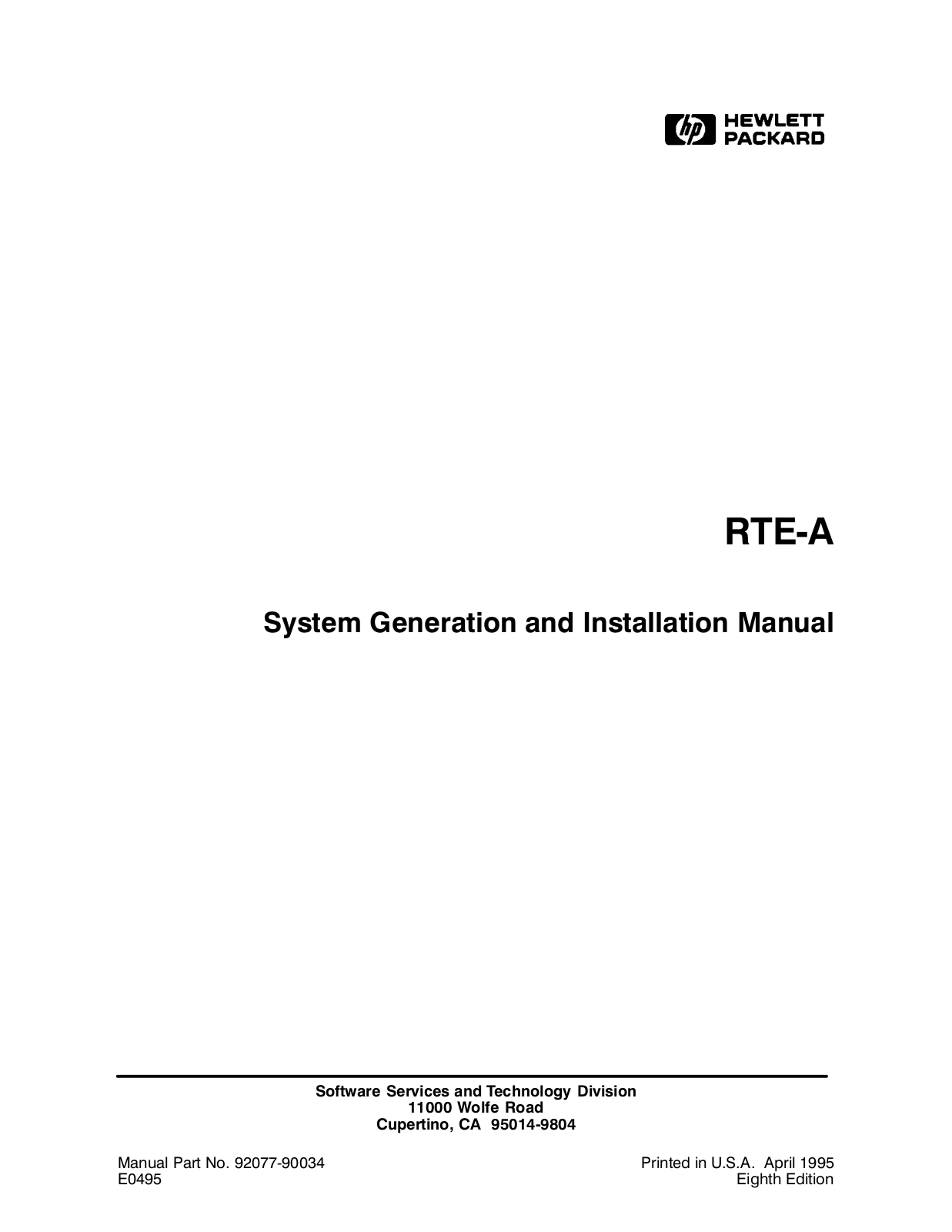 HP RTEA User Manual