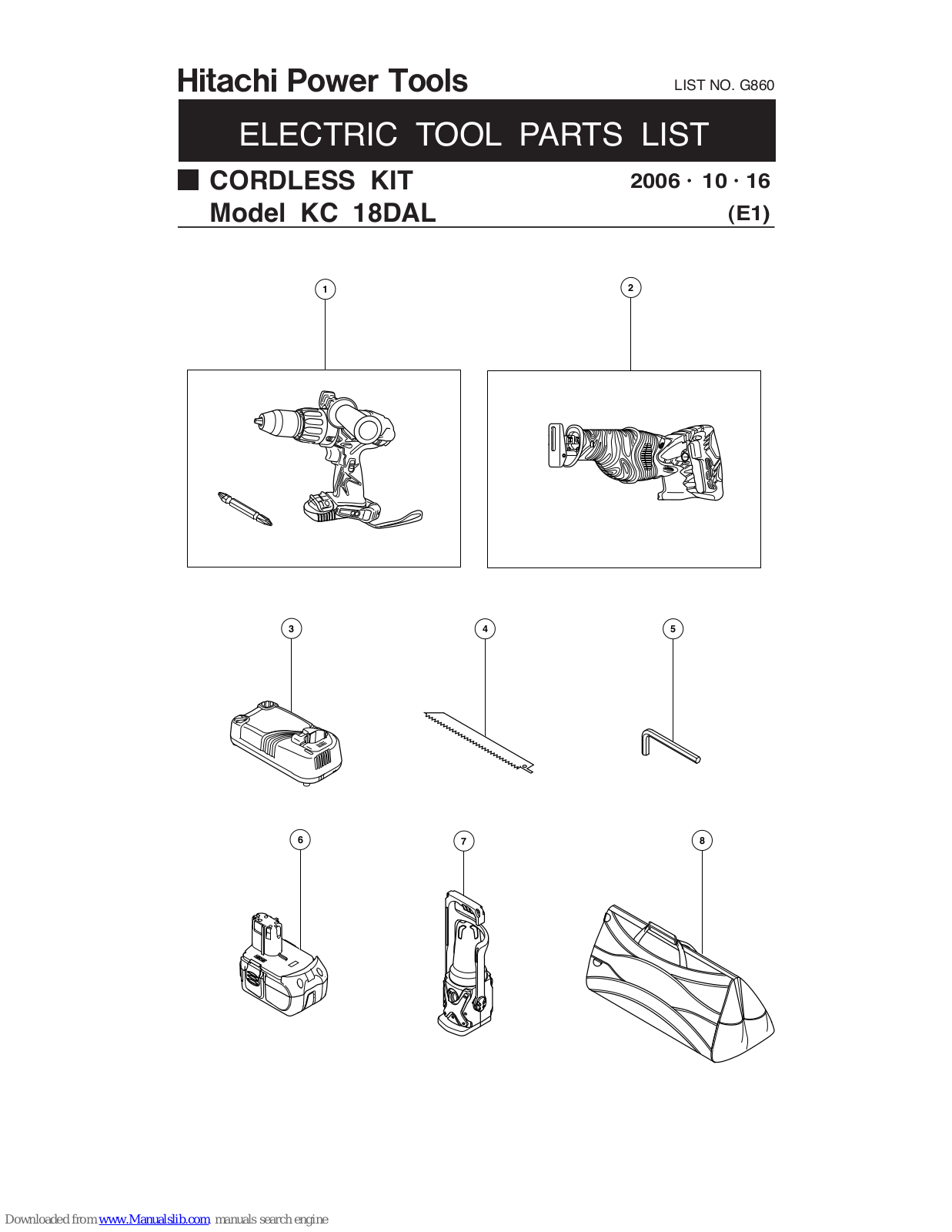 Hitachi KC18DAL Parts List