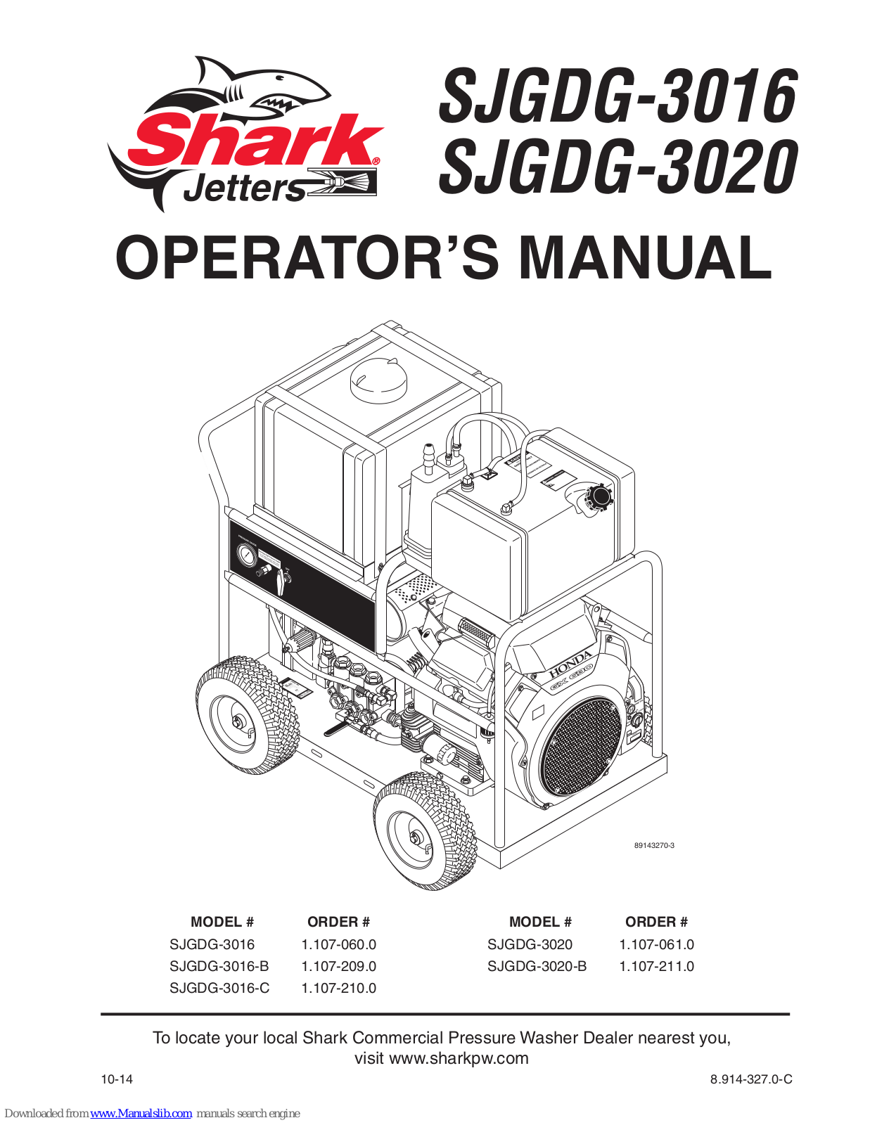 Shark SJGDG-3020 Operator's Manual