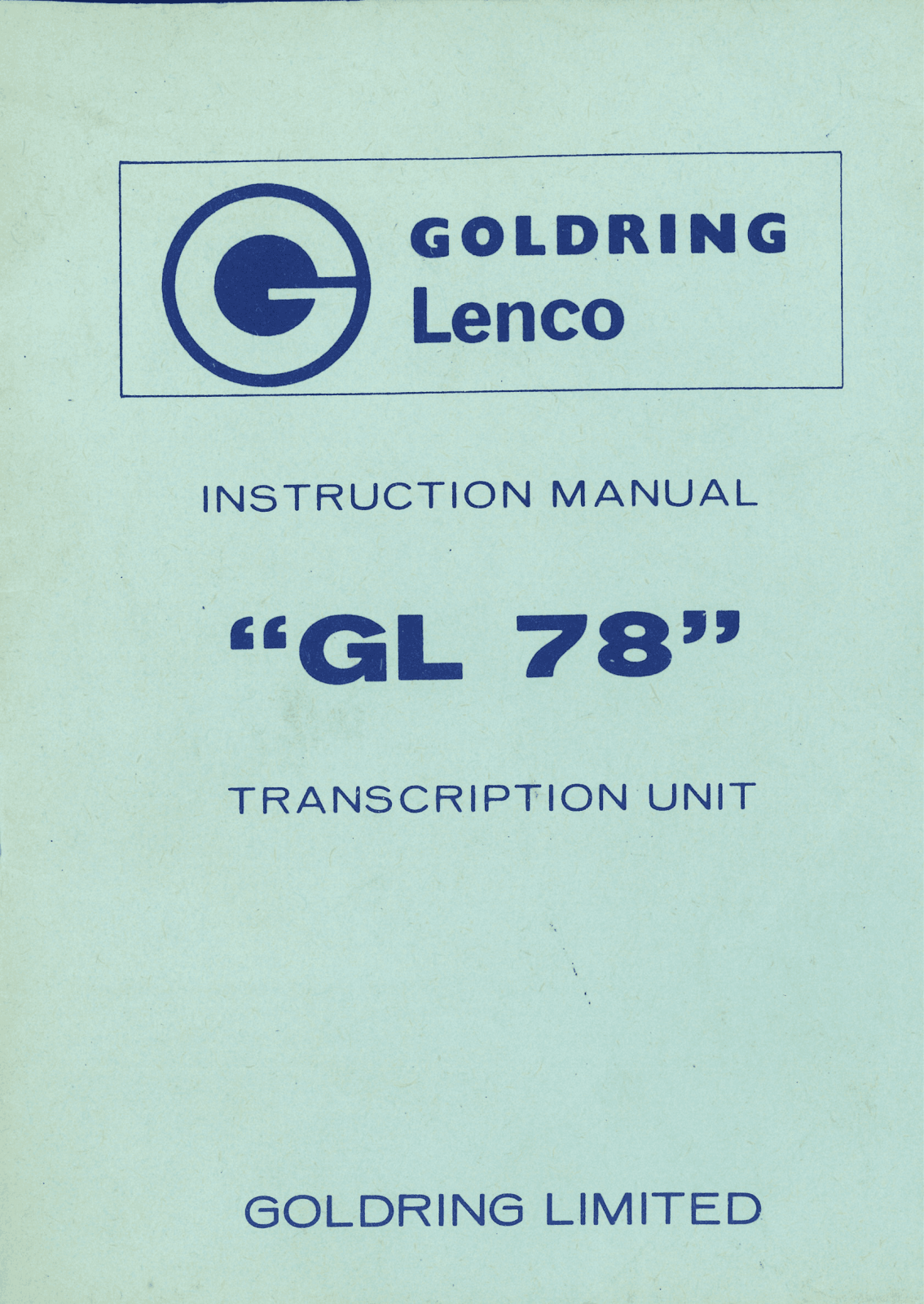 Lenco Goldring-GL78 Owners Manual