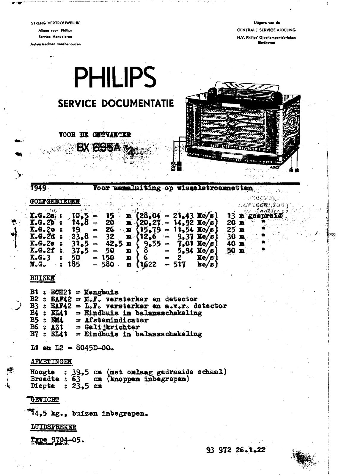 Philips BX695A Schematic