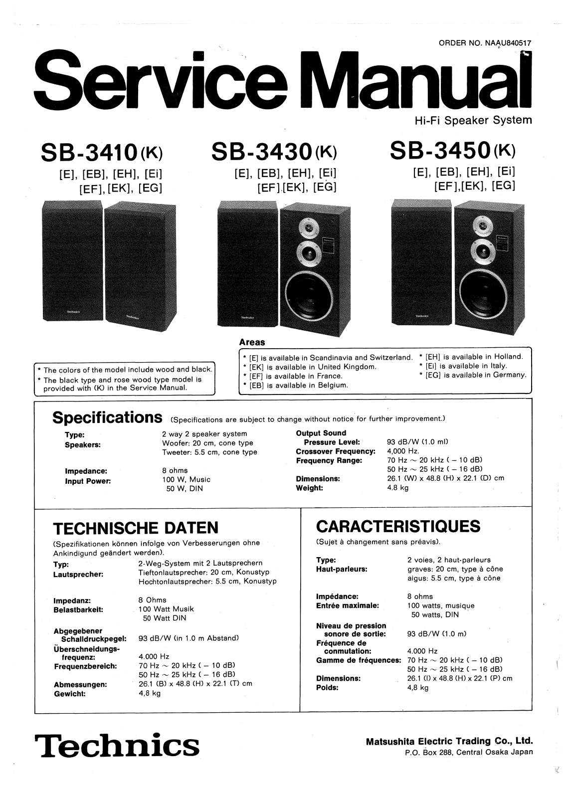 Technics SB-3410 Service Manual