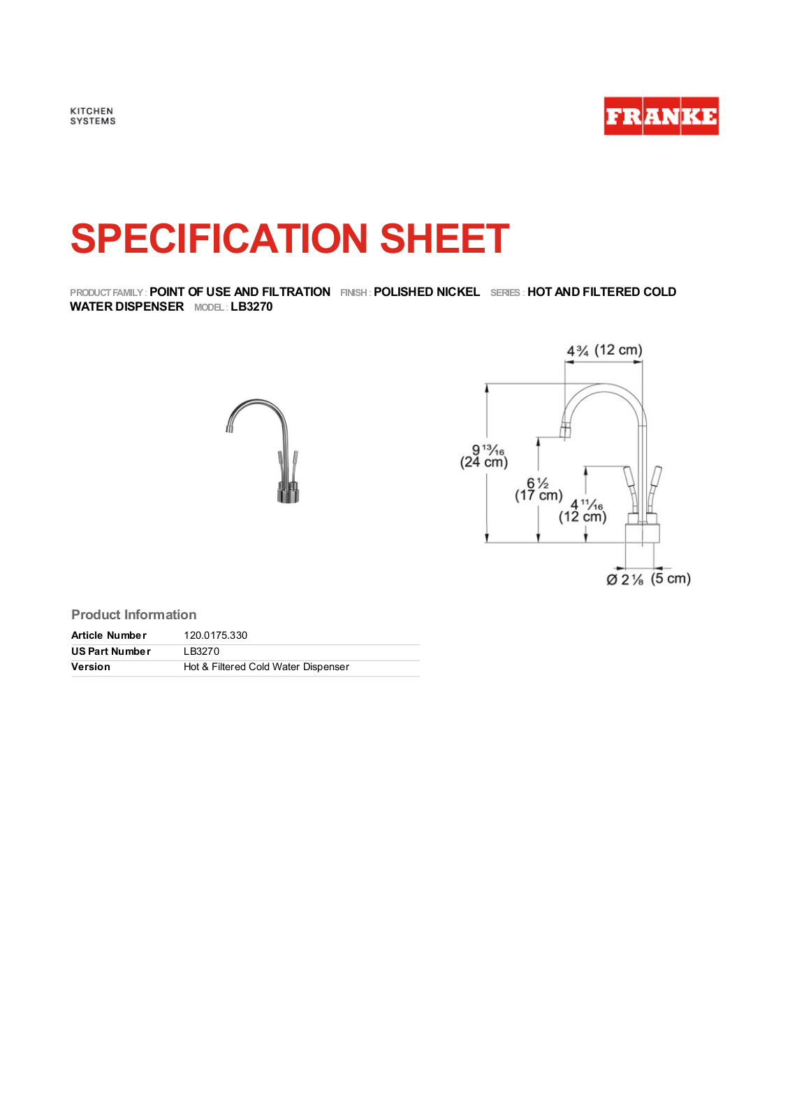 Franke Foodservice LB3270 User Manual