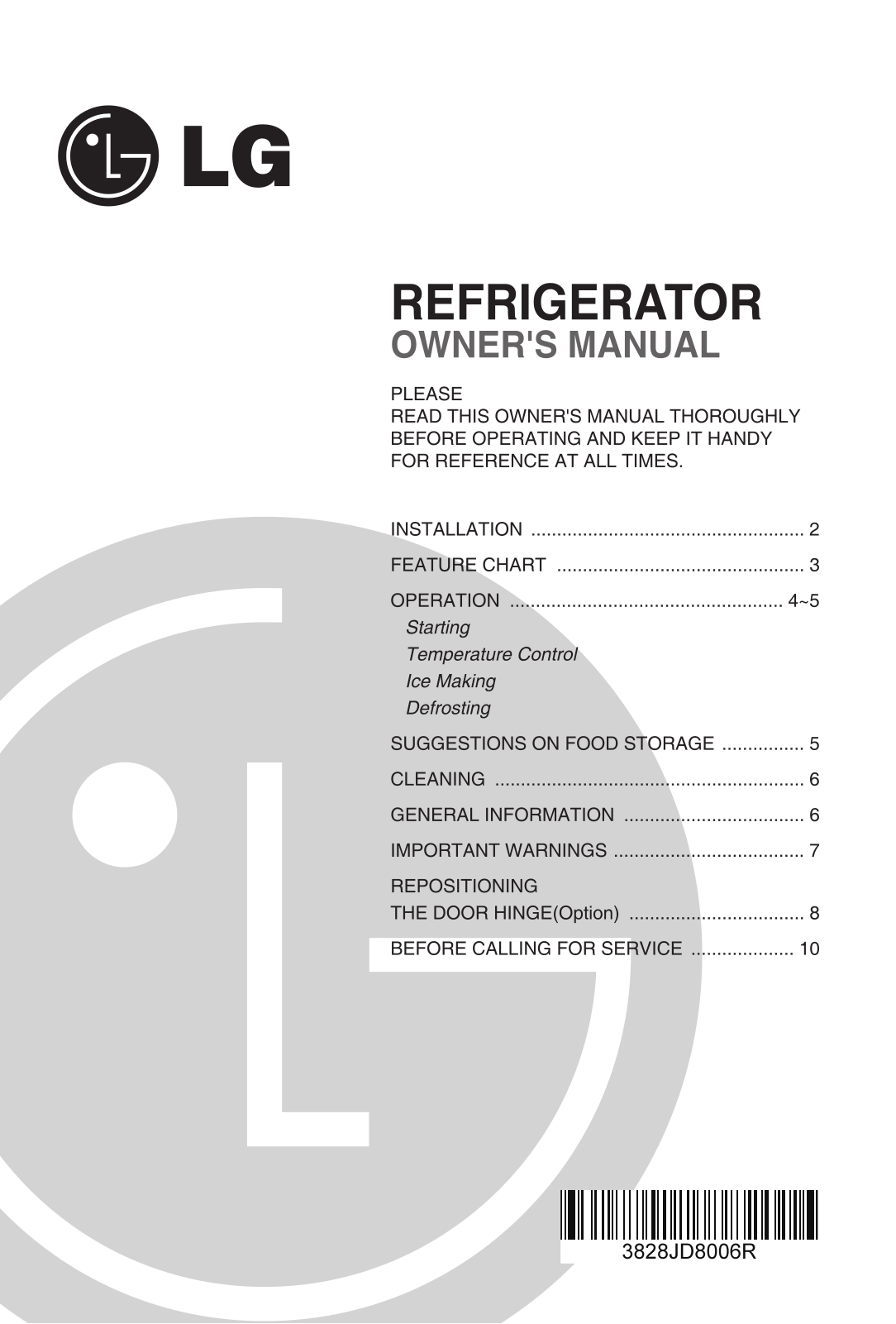 LG GR-141SLQ Owner’s Manual