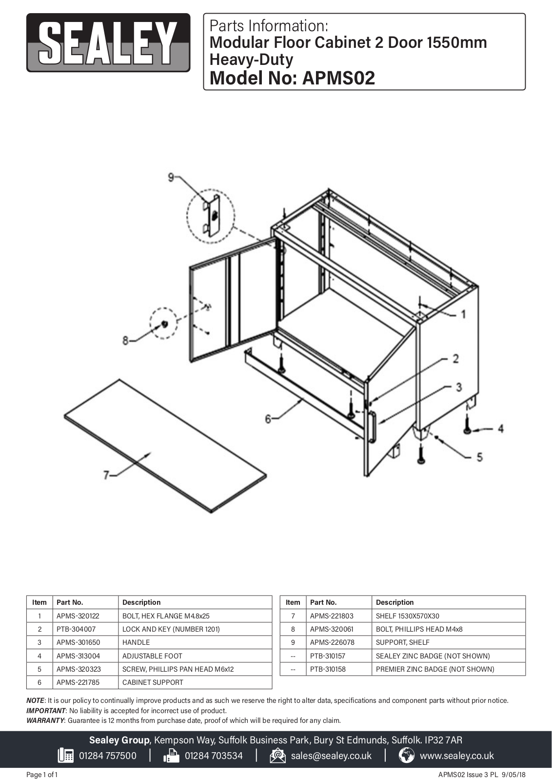 Sealey APMS02 Parts Listing - ManualMachine.com