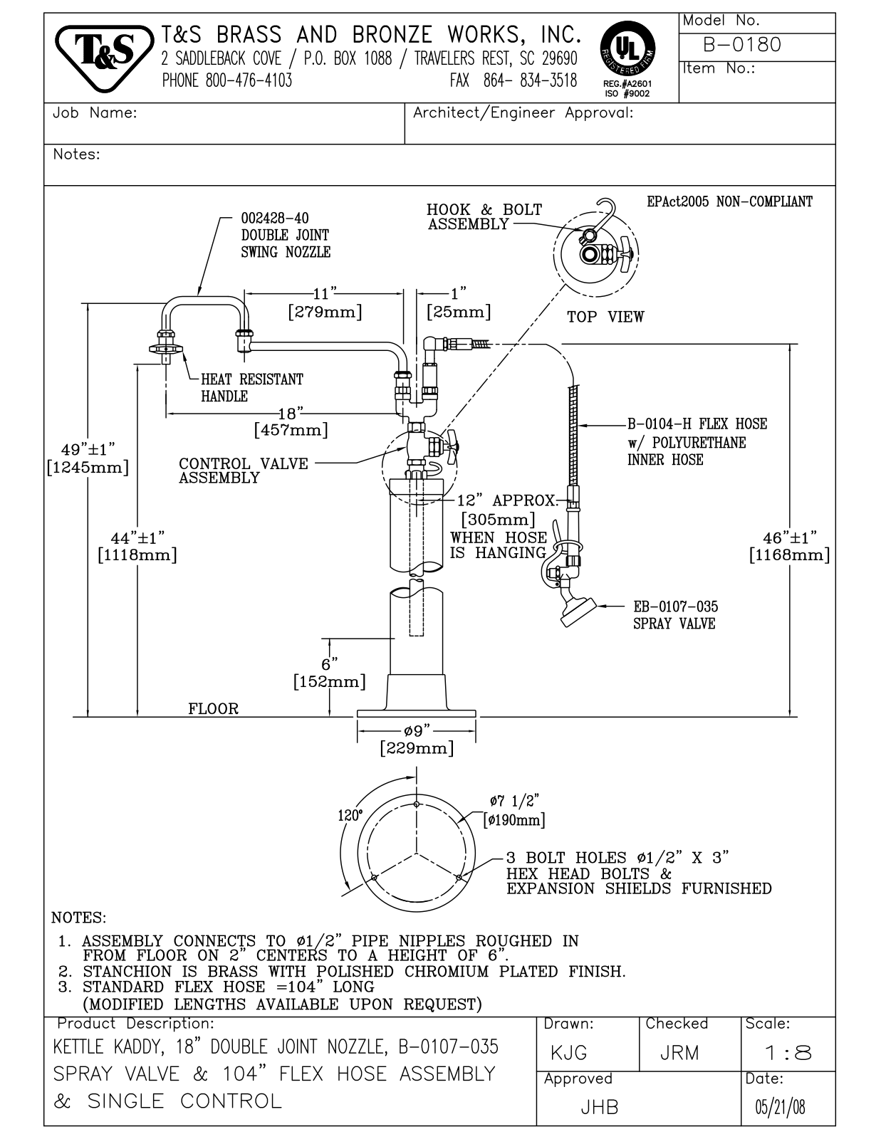 T & S Brass & Bronze Works B-0180 General Manual