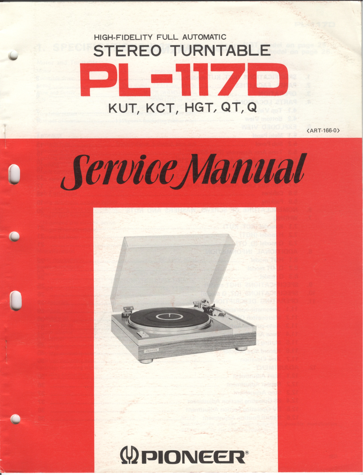 Pioneer PL-117-D Service manual