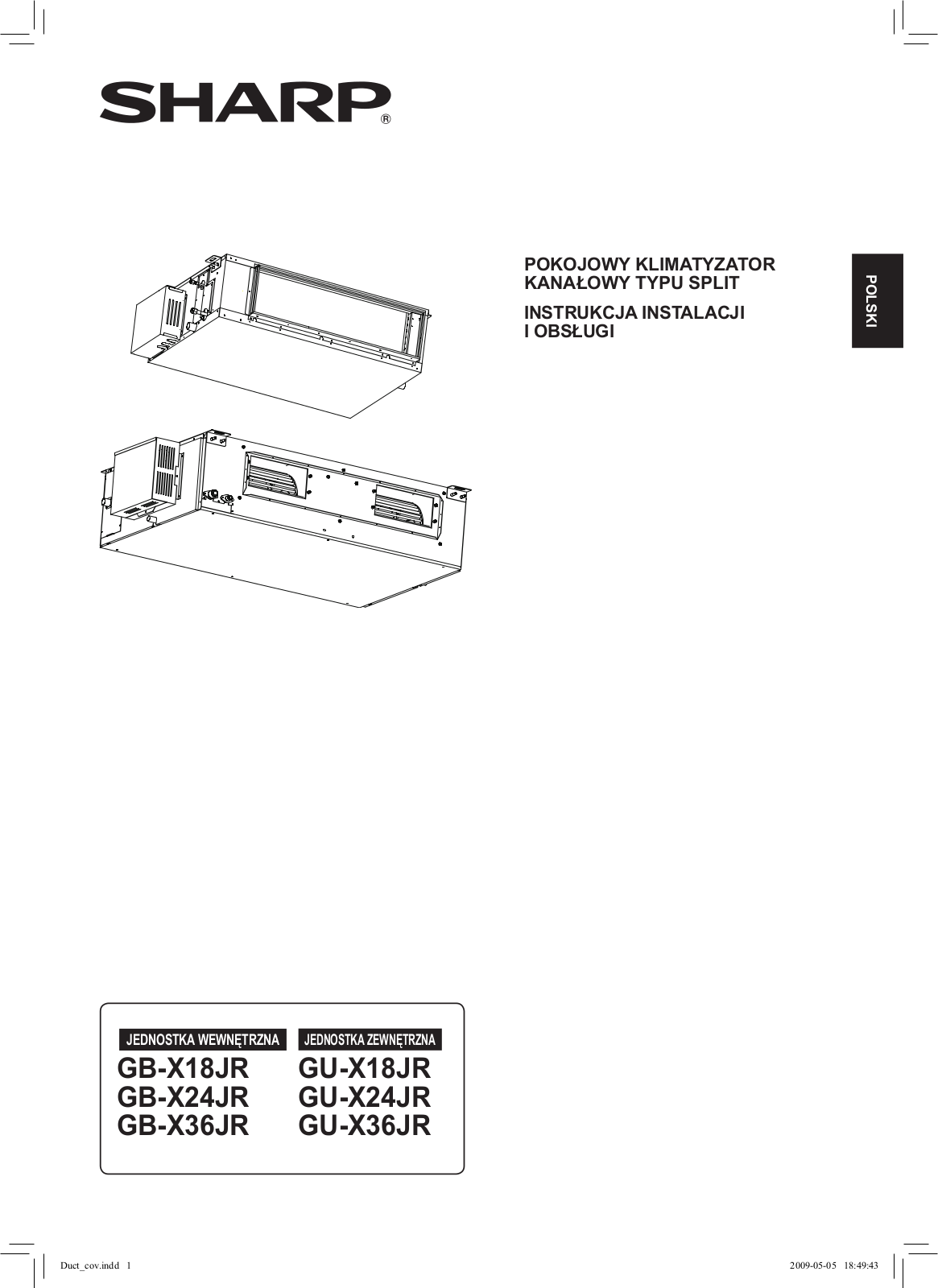 Sharp GU-X18JR, GB-X36JR, GU-X36JR, GB-X24JR, GU-X24JR User Manual