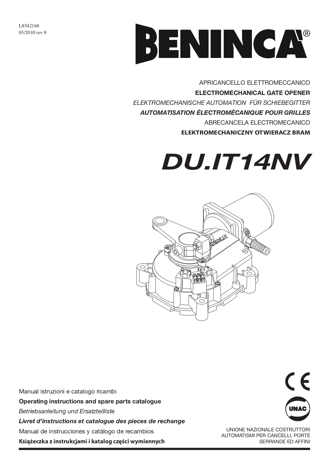 Beninca DU.IT14NV User Manual